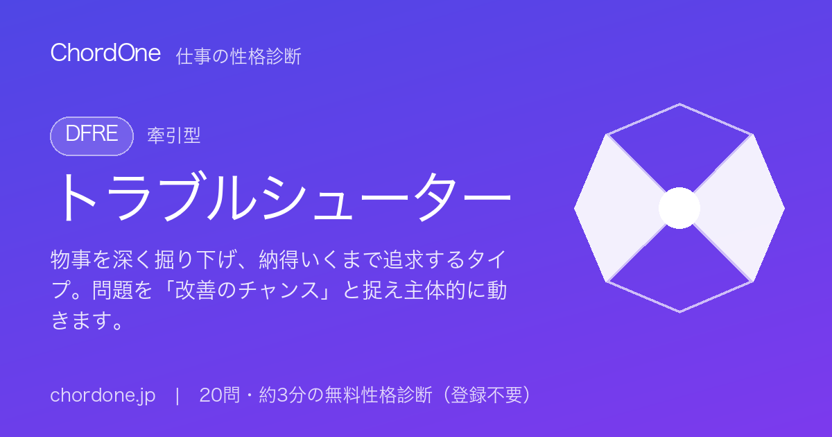 仕事の性格タイプ：トラブルシューター（DFRE）
